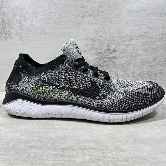 Nike Free RN Flyknit 2018 Running Shoes - Men's Size 12 - Oreo Black White - Picture 4 of 10